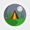 Tent in the forest. Logotype recreation in nature. Camping. Vector illustration