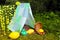 Tent in forests in summer sunny spring day party picnic cozy easy balanced life