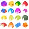 Tent forms icons set, isometric style