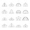 Tent forms icons set, outline style