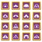 Tent forms icons set purple