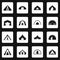 Tent forms icons set squares vector