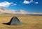 Tent in Himalayan mountains - near Tso Moriri lake