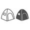 Tent line and solid icon, Summer vacation concept, Tourist tent sign on white background, camping tent icon in outline