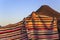 A tent made of camel skin with different colours