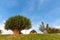 Tent on mountain in bule sky