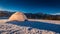 Tent on mountain top in winter in Zakopane, Tatra Mountains