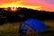 Tent in mountains