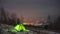 Tent in the mountains at winter night