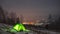 Tent in the mountains at winter night