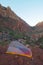 Tent on New Hance Trail in Grand canyon National Park, Arizona.