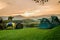 Tent set on the grassland of mountain