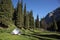 Tent in Tian Shan Mountains