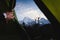 A tent view of Mountain Dhaulagiri in the Himalayas