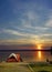 A tent at a waterfront campsite of Jordan Lake State Park  -- Poplar Point campground -- near Raleigh North Carolina