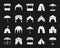 Tent white silhouette icons vector set