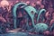 Tentacle Art House: A Surreal and Scary 3D Rendered Illustration of an Octopus-Infested Abode