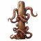 A tentacled underwater creature with it\\\'s tentacles wrapped around a post.