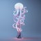 A tentacled underwater creature with it\\\'s tentacles wrapped around a post.