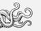 Tentacles banner. Octopus tentacle sketch element. Decorative engraving sea animal parts vector poster