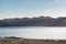 Tented tourist camp at Pangong Lake.Light and shade from sunrise