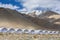 Tented tourist camp at Pangong Tso Lake in Ladakh