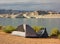 Tenting on the beach at lake powell