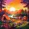 Tentopia: A Vibrant Camping Setup Bursting with Colors and Life