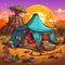Tentopia: A Vibrant Camping Setup Bursting with Colors and Life