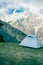 tents camp in highest mountain system of Earth