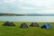 Tents in camping near the Tbilisi water reservoir, Georgia