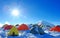 Tents of climbers high in the mountains