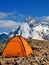 Tents of climbers in the mountains