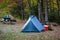 Tents surrounded by greenery in a forest at daytime in Randolph Country in the US