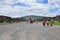 Teotihuacan, Mexico - July 06, 2011: View of the pyramid of the moon at aztec pyramid Teotihuacan , ancient Mesoamerican city in