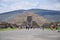 Teotihuacan, Mexico - July 06, 2011: View of the pyramid of the moon at aztec pyramid Teotihuacan , ancient Mesoamerican city in