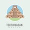 The teotihuacan pyramids in Mexico design vector stock illustration, North America. Ancient stepped pyramids with temples on top.