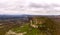 Tepe-Kermen cave city, near the city of Bakhchisaray, Crimea. Panoramic drone view