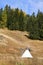 Tepee tent in the outdoors, in autumn.