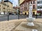 TEPLICE, CZECH REPUBLIC - 13.09.2023: Center of the city Teplice and farvor fountain