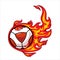 teqball ball on fire Vector illustration