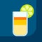 Tequila beverage in glass. Alcoholic drink illustration.