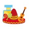 tequila drink guitar hat and maracas mexican