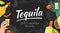 Tequila hand drawn background with mexican taco and pepper, bottle and shot, lime and agave.