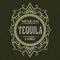 Tequila mexican label design template. Patterned vintage frame with text on pattern background
