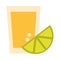 Tequila shot lemon citrus fruit drink celebration flat icon