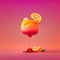 Tequila Sunrise Margarita Cocktail on Pink, Tropical Party Coctail, Abstract Generative AI Illustration