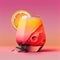 Tequila Sunrise Margarita Cocktail on Pink, Tropical Party Coctail, Abstract Generative AI Illustration