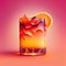 Tequila Sunrise Margarita Cocktail on Pink, Tropical Party Coctail, Abstract Generative AI Illustration