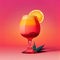 Tequila Sunrise Margarita Cocktail on Pink, Tropical Party Coctail, Abstract Generative AI Illustration